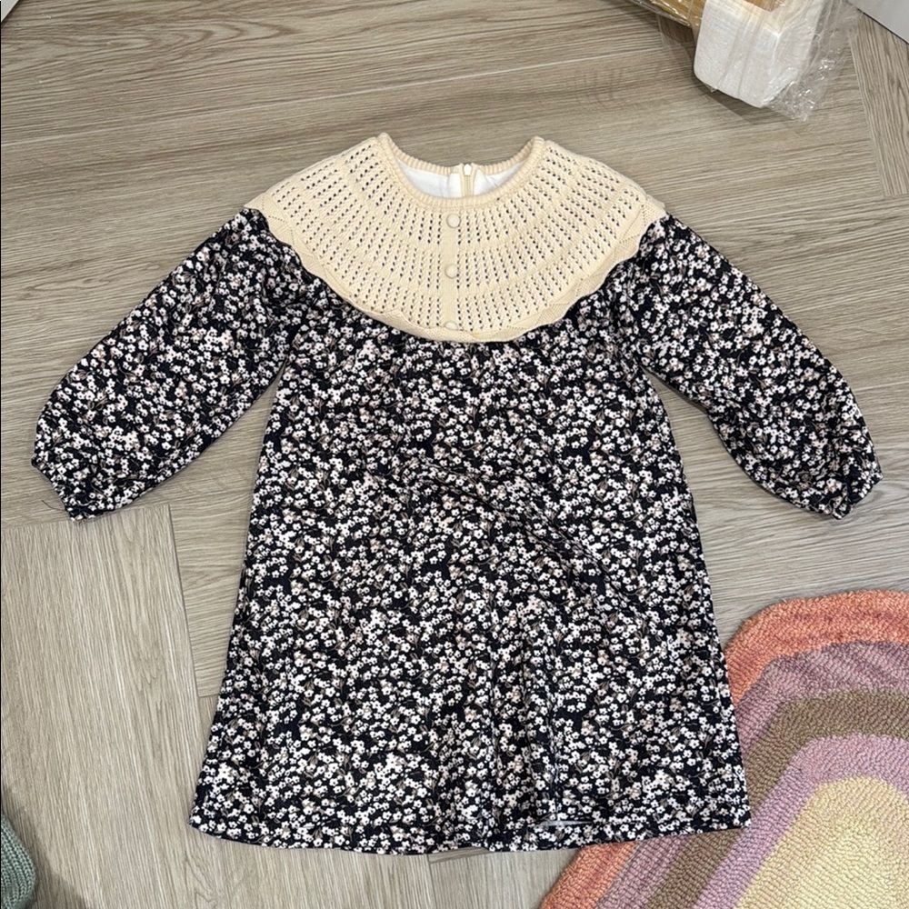 Floral Dress with Cream Collar